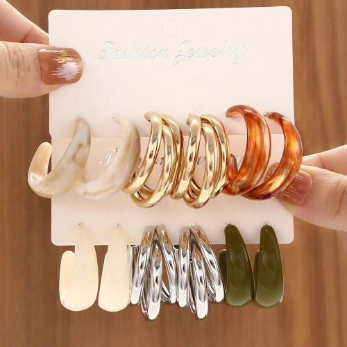 Tibetan Style Stud Earring Set, with Acetate, plated, fashion jewelry & for woman, more colors for choice, Sold By Set