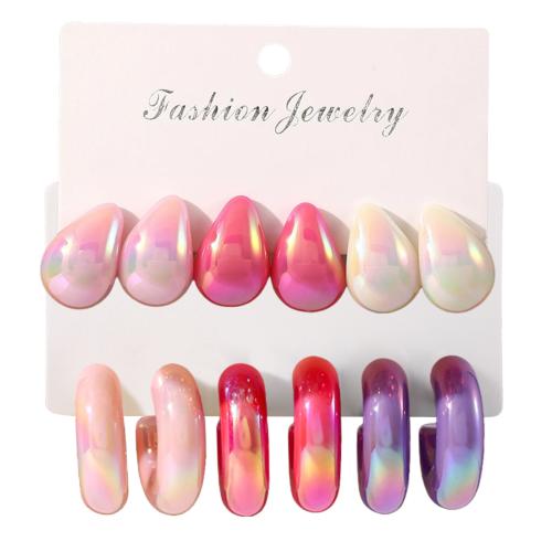Resin Stud Earring Set, fashion jewelry & different styles for choice & for woman, Sold By Set