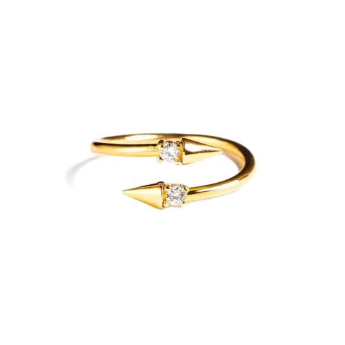 Brass Cuff Finger Ring, arrowhead, gold color plated, micro pave cubic zirconia & for woman, Sold By PC