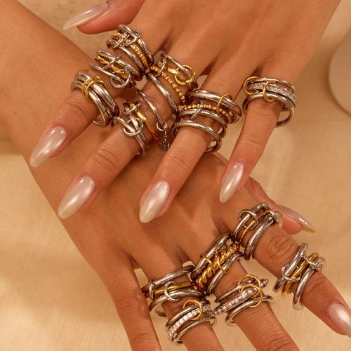 304 Stainless Steel Finger Ring, plated, different styles for choice & for woman & with rhinestone, US Ring Size:6.5, Sold By PC