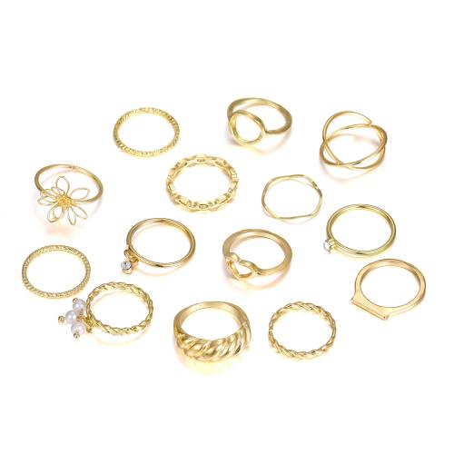 Tibetan Style Ring Set, with Plastic Pearl, plated, different styles for choice & for woman & enamel & with rhinestone, US Ring Size:4.5-10, Sold By Set