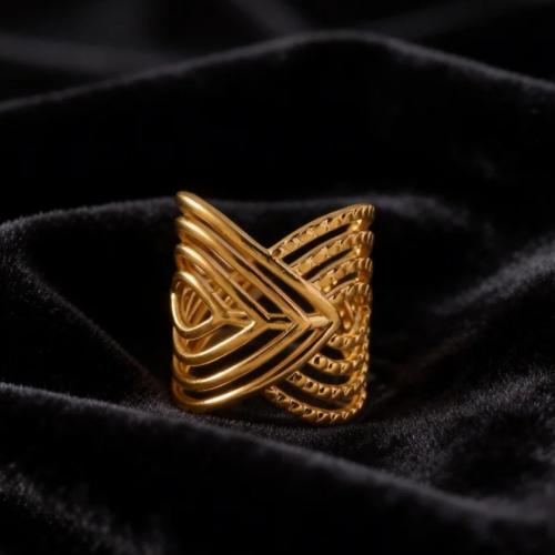 304 Stainless Steel Cuff Finger Ring, with Brass, plated, different styles for choice & micro pave cubic zirconia & for woman, US Ring Size:7, Sold By PC