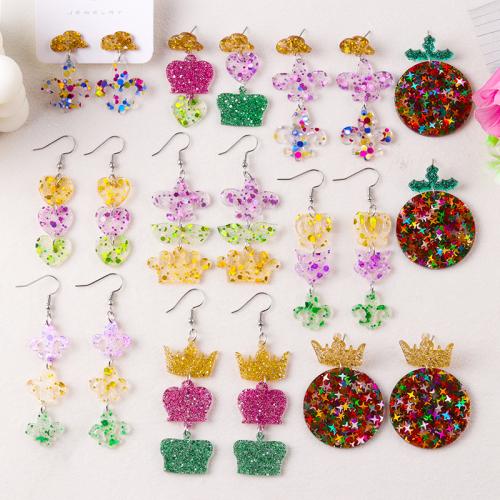 Acrylic Drop Earring, painted, different styles for choice & for woman, Sold By Pair
