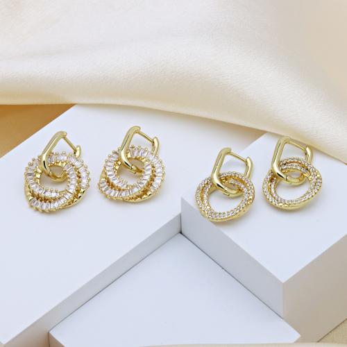 Cubic Zirconia Micro Pave Brass Earring, gold color plated, different styles for choice & micro pave cubic zirconia & for woman, more colors for choice, Sold By Pair