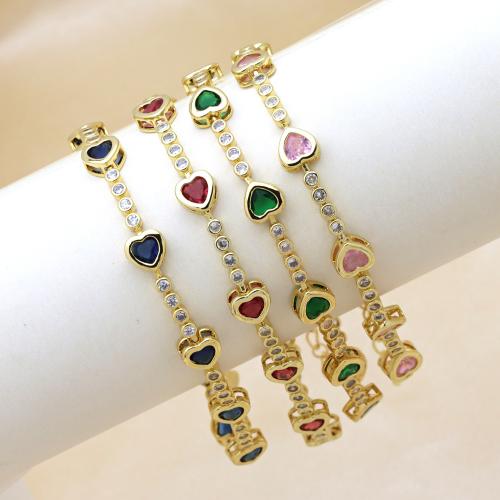 Cubic Zirconia Micro Pave Brass Bracelet, gold color plated, micro pave cubic zirconia & for woman, more colors for choice, Sold Per Approx 18 cm Strand