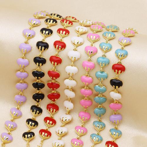 Brass Bracelet & Bangle, Heart, gold color plated, different styles for choice & for woman & enamel, more colors for choice, 10mm, Sold Per Approx 18 cm Strand