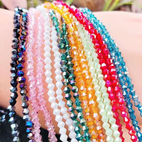 Bicone Crystal Beads, Glass, Rhombus, plated, DIY & different size for choice & faceted, more colors for choice, 50Strands/Bag, Sold By Bag