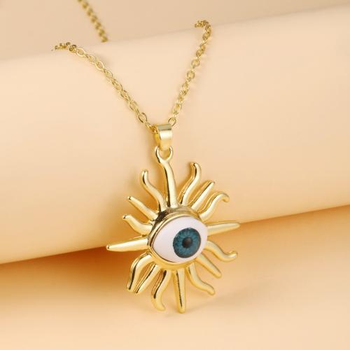 Tibetan Style Necklace, with 5cm extender chain, Eye, gold color plated, fashion jewelry & Unisex, pendant size 38x31mm, Length:Approx 40 cm, Sold By PC