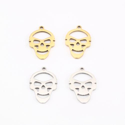 Stainless Steel Skull Pendants, 304 Stainless Steel, plated, DIY & hollow, more colors for choice, 18x12x1mm, Sold By PC