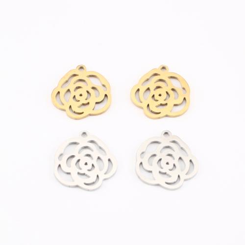 Stainless Steel Flower Pendant, 304 Stainless Steel, plated, DIY & hollow, more colors for choice, 15x14x1mm, Sold By PC