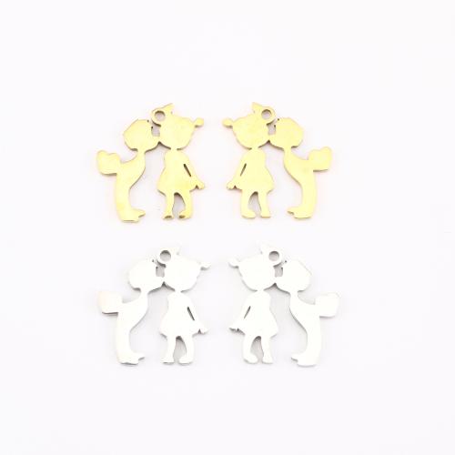 Stainless Steel Pendants, 304 Stainless Steel, Character, plated, DIY, more colors for choice, 17x15x1mm, Sold By PC