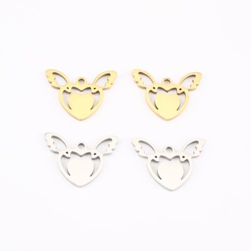 Stainless Steel Heart Pendants, 304 Stainless Steel, Winged Heart, plated, DIY & hollow, more colors for choice, 13x16x1mm, Sold By PC