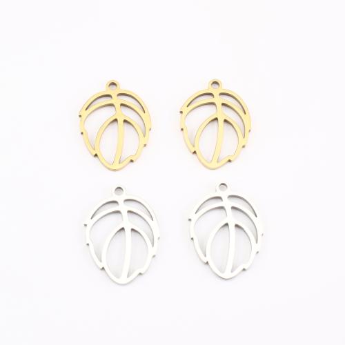 Stainless Steel Pendants, 304 Stainless Steel, Leaf, plated, DIY & hollow, more colors for choice, 18x13x1mm, Sold By PC