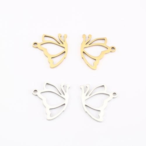 Stainless Steel Animal Pendants, 304 Stainless Steel, Butterfly, plated, DIY & hollow, more colors for choice, 15x16x1mm, Sold By PC