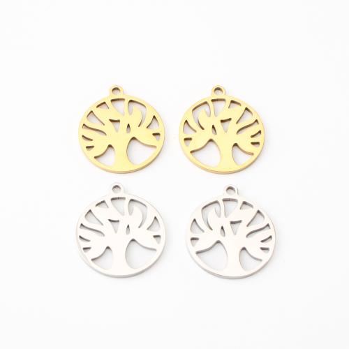 Stainless Steel Pendants, 304 Stainless Steel, Tree, plated, DIY & hollow, more colors for choice, 17x15x1mm, Sold By PC