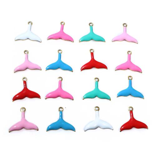 Bijoux pendentifs en acier inoxydable , Acier inoxydable 304, Queue de sirène, Placage de couleur d'or, DIY & émail, plus de couleurs à choisir, 10x11mm, Vendu par PC