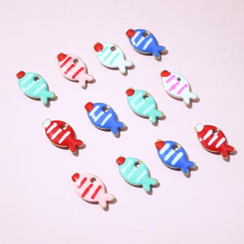 Acier inoxydable animaux Pendentifs, Acier inoxydable 304, poisson, Placage de couleur d'or, DIY & émail, plus de couleurs à choisir, 10x6mm, Vendu par PC