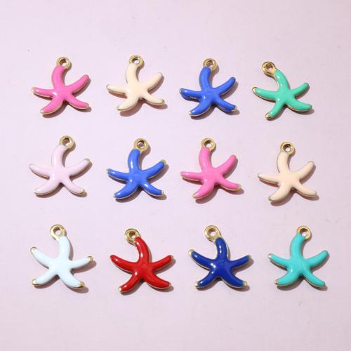 Acier inoxydable animaux Pendentifs, Acier inoxydable 304, étoile de mer, Placage de couleur d'or, DIY & émail, plus de couleurs à choisir, 10.50x10mm, Vendu par PC