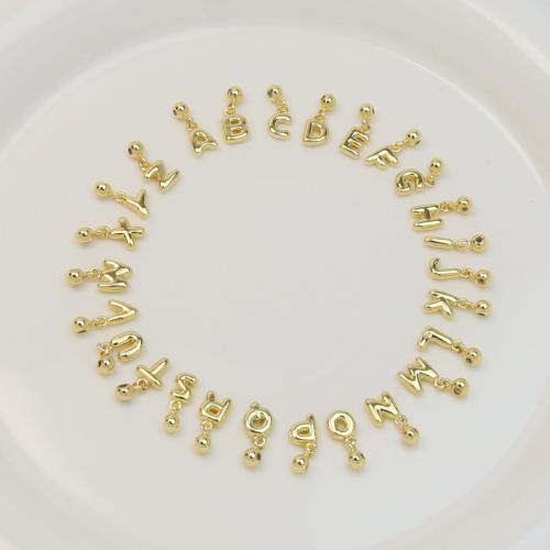 Brass Jewelry Pendants, Alphabet Letter, gold color plated, letters are from A to Z & DIY & different styles for choice, more colors for choice, 5.80x14.30mm, Sold By PC