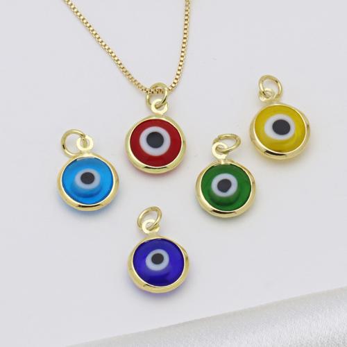 Evil Eye Pendants, Brass, gold color plated, double-sided enamel & DIY, more colors for choice, 11x17mm, Sold By PC
