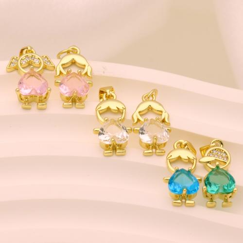 Cubic Zirconia Micro Pave Brass Pendant, gold color plated, DIY & different styles for choice & with cubic zirconia, more colors for choice, Sold By PC