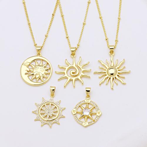 Befestigter Zirkonia Messing Anhänger, goldfarben plattiert, DIY & verschiedene Stile für Wahl & Micro pave Zirkonia, keine, verkauft von PC