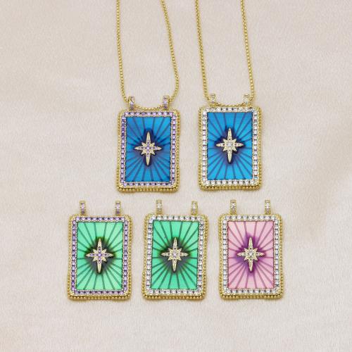 Cubic Zirconia Micro Pave Brass Pendant, gold color plated, DIY & micro pave cubic zirconia & enamel & double-hole, more colors for choice, 21x37mm, Sold By PC