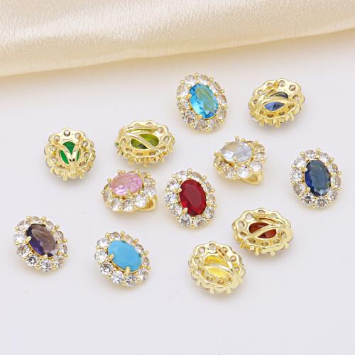 Cubic Zirconia Micro Pave Brass Pendant, gold color plated, DIY & with cubic zirconia, more colors for choice, 10x12mm, Sold By PC