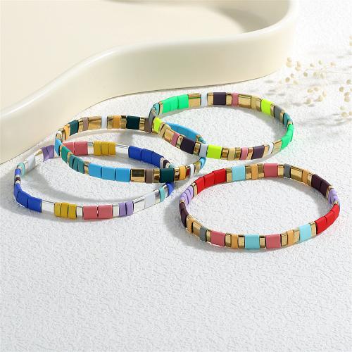 TILA Beads Bracelet, with Hematite, painted, folk style & Unisex, more colors for choice, Length:Approx 16-17 cm, Sold By PC