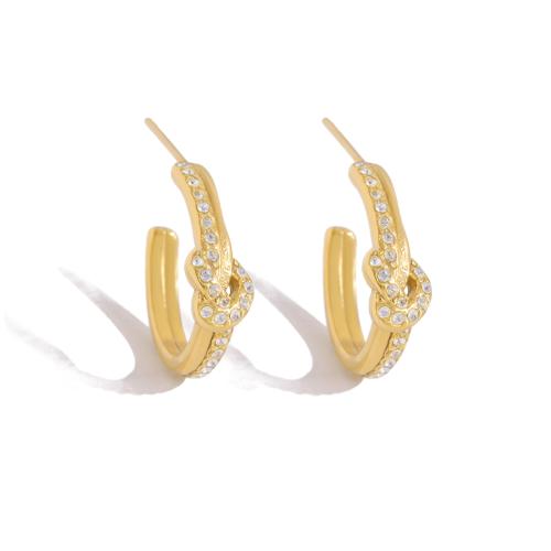 acero inoxidable 304 Arito, chapado en color dorado, diverso tamaño para la opción & para mujer & con diamantes de imitación, Vendido por Par