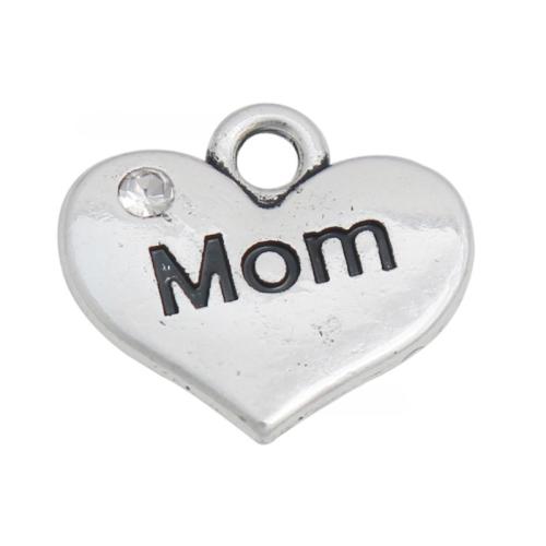 Pendentifs coeur en alliage de zinc, accumuler placage, DIY & modèles différents pour le choix & avec strass, 15x17mm, Vendu par PC