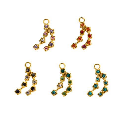 Edelstahl Schmuck Anhänger, 304 Edelstahl, mit Tschechisch, goldfarben plattiert, DIY, keine, 12.80x21.20mm, 10PCs/Tasche, verkauft von Tasche