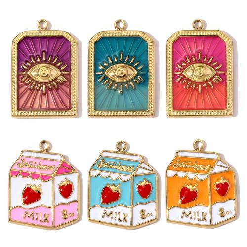 Bijoux pendentifs en acier inoxydable , Acier inoxydable 304, Placage de couleur d'or, DIY & styles différents pour le choix & émail, 3PC/sac, Vendu par sac