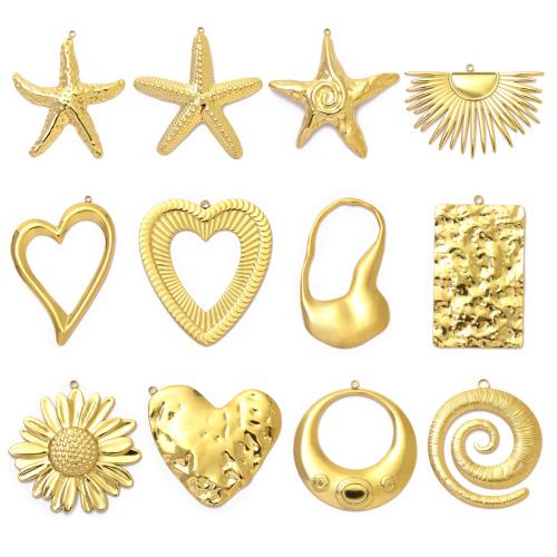 Edelstahl Schmuck Anhänger, 304 Edelstahl, goldfarben plattiert, DIY & verschiedene Stile für Wahl, 5PCs/Tasche, verkauft von Tasche
