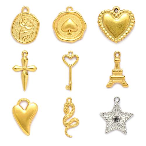 Edelstahl Schmuck Anhänger, 304 Edelstahl, plattiert, DIY & verschiedene Stile für Wahl, 5PCs/Tasche, verkauft von Tasche
