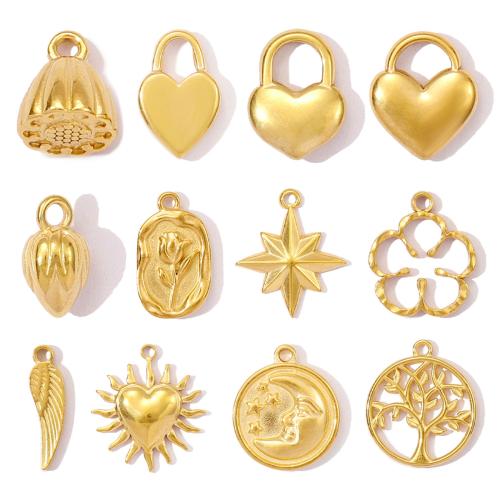 Stainless Steel Pendants, 304 Stainless Steel, gold color plated, DIY & different styles for choice, 5PCs/Bag, Sold By Bag