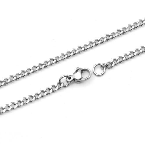 Stainless Steel Necklace Chain, 304 Stainless Steel, DIY & Unisex, original color, 3mm, Length:Approx 45 cm, 20PCs/Bag, Sold By Bag
