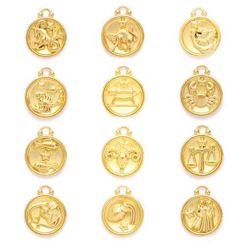 Stainless Steel Constellation Pendant, 304 Stainless Steel, 12 Signs of the Zodiac, gold color plated, DIY & different designs for choice, 16x20mm, 5PCs/Bag, Sold By Bag