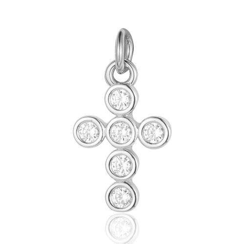 Brass Cross Pendants, plated, DIY & different styles for choice & micro pave cubic zirconia, 3PCs/Bag, Sold By Bag