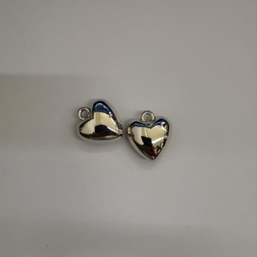 Pendentif en plastique revêtue de cuivre, plastique revêtu de cuivre, coeur, Placage de couleur platine, DIY, 20.16x22.68x10.48mm, 1000PC/sac, Vendu par sac