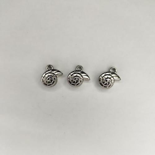 Pendentif en plastique revêtue de cuivre, plastique revêtu de cuivre, conque, Placage de couleur platine, DIY, 15.35x12.78x6.46mm, 1000PC/sac, Vendu par sac