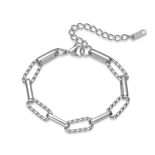 304 Stainless Steel Bracelet, with 5cm extender chain, Vacuum Ion Plating, fashion jewelry & for woman, more colors for choice, Length:Approx 17 cm, Sold By PC