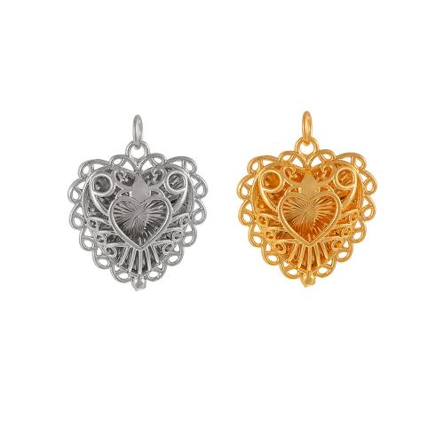 Pendentifs coeur en laiton, Placage, DIY & creux, plus de couleurs à choisir, 20x21mm, Vendu par PC