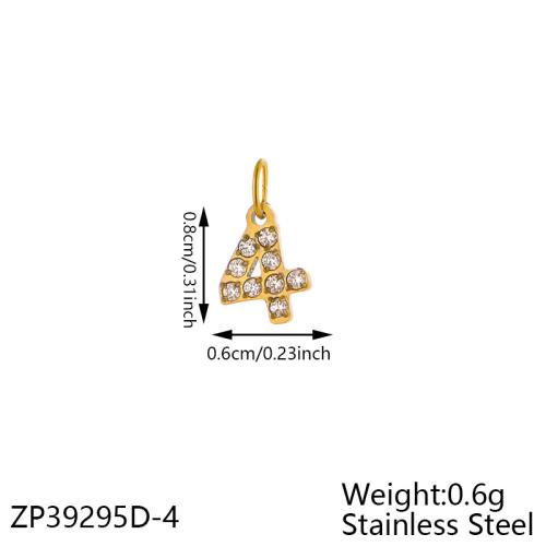 Stainless Steel Pendants, Number 4, plated, DIY, Sold By PC