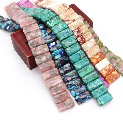 Impression Jasper Beads, Rectangle, DIY & double-hole, more colors for choice, 10x20x6mm, Sold By Strand