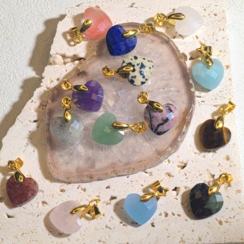 Gemstone Pendants Jewelry, with Tibetan Style, Heart, DIY & different materials for choice & faceted, 14x22mm, Sold By PC