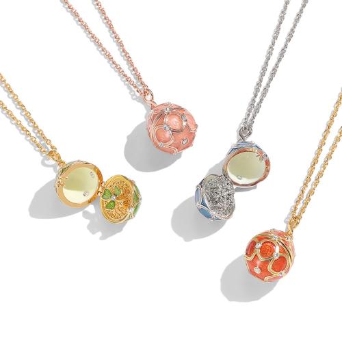 Messing Halskette, oval, plattiert, für Frau & Emaille & mit Strass, keine, Länge:ca. 66 cm, verkauft von PC