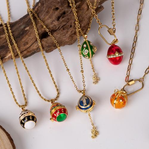 Messing Halskette, oval, goldfarben plattiert, verschiedene Stile für Wahl & für Frau & Emaille & mit Strass, 450mm, verkauft von PC