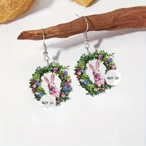 Acrylic Drop Earring, Rabbit, fashion jewelry & for woman, 28mm, Sold By Pair