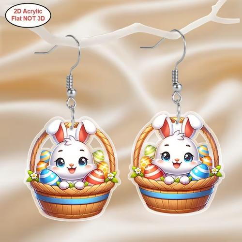Acrylic Drop Earring, Rabbit, printing, fashion jewelry & for woman, 30mm, Sold By Pair